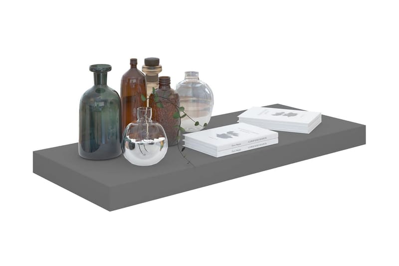 svævehylde 60x23,5x3,8 cm MDF grå højglans - Grå - Opbevaring - Hylder & Reoler - Væghylde & vægreol