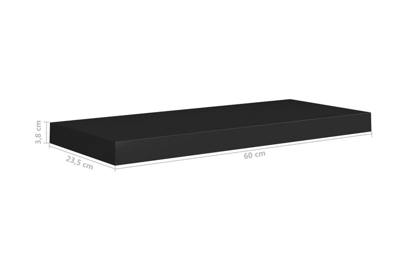 svævehylde 60x23x3,8 cm MDF sort - Sort - Opbevaring - Hylder & Reoler - Væghylde & vægreol