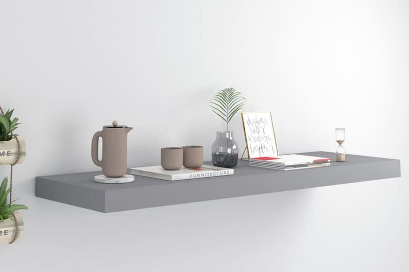 svævehylde 80x23,5x3,8 cm MDF grå - Grå - Opbevaring - Hylder & Reoler - Væghylde & vægreol