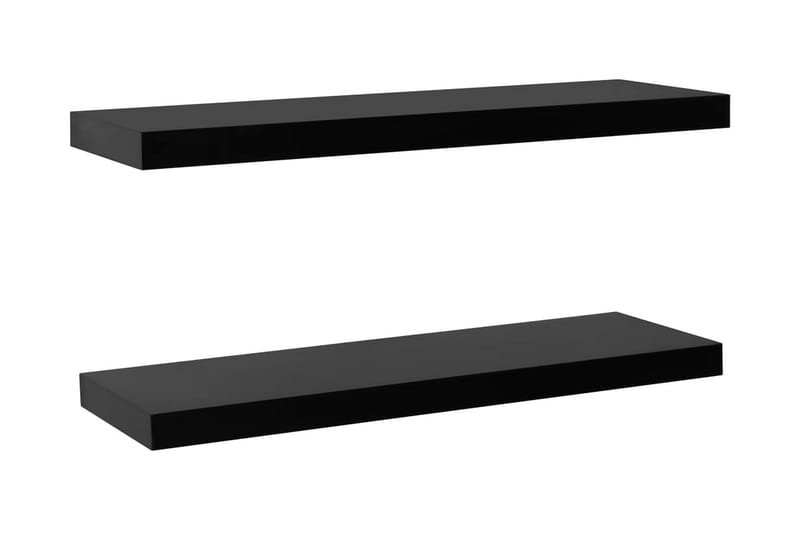 Svævehylder 2 Stk. 100x20x3,8 cm Sort - Sort - Opbevaring - Hylder & Reoler - Væghylde & vægreol