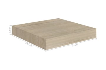 svævehylder 2 stk. 23x23,5x3,8 cm MDF egetræsfarve - Brun - Opbevaring - Hylder & Reoler - Væghylde & vægreol