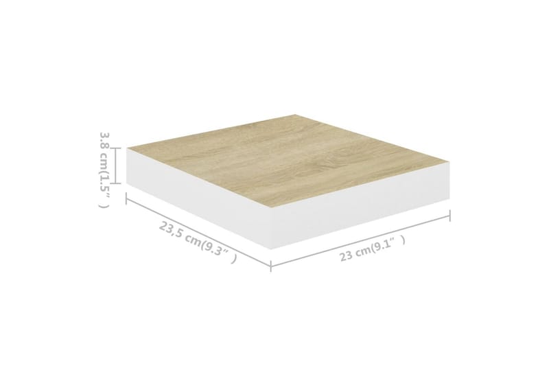 svævehylder 2 stk. 23x23,5x3,8 cm MDF egetræsfarve og hvid - Hvid - Opbevaring - Hylder & Reoler - Væghylde & vægreol