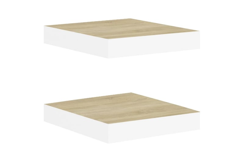 svævehylder 2 stk. 23x23,5x3,8 cm MDF egetræsfarve og hvid - Hvid - Opbevaring - Hylder & Reoler - Væghylde & vægreol
