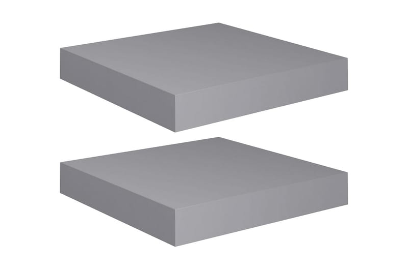 svævehylder 2 stk. 23x23,5x3,8 cm MDF grå - Grå - Væghylde & vægreol