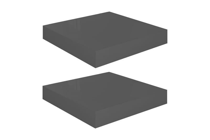 svævehylder 2 stk. 23x23,5x3,8 cm MDF grå højglans - Grå - Væghylde & vægreol