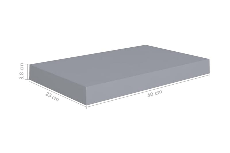 svævehylder 2 stk. 40x23x3,8 cm MDF grå - Grå - Væghylde & vægreol
