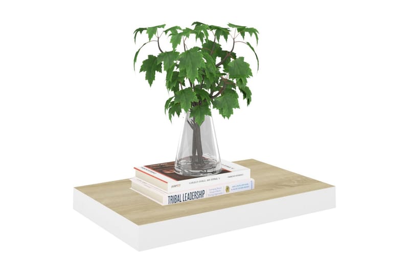 svævehylder 2 stk. 50x23x3,8  cm MDF egetræsfarve og hvid - Hvid - Opbevaring - Hylder & Reoler - Væghylde & vægreol