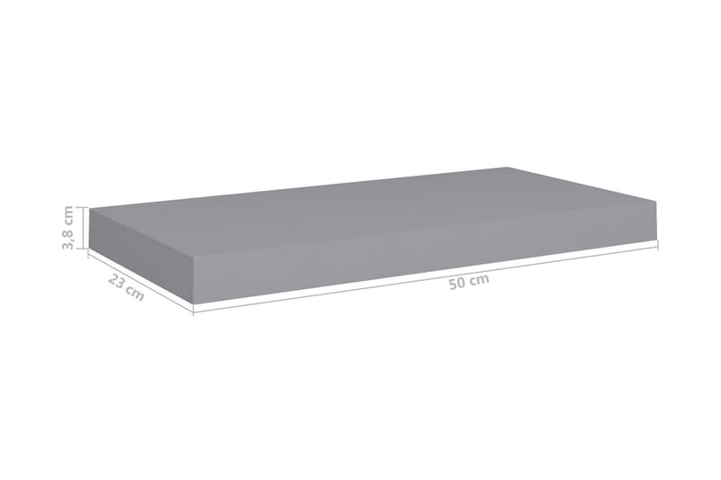 svævehylder 2 stk. 50x23x3,8 cm MDF grå - Grå - Opbevaring - Hylder & Reoler - Væghylde & vægreol
