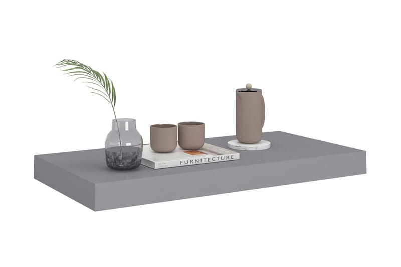 svævehylder 2 stk. 50x23x3,8 cm MDF grå - Grå - Opbevaring - Hylder & Reoler - Væghylde & vægreol