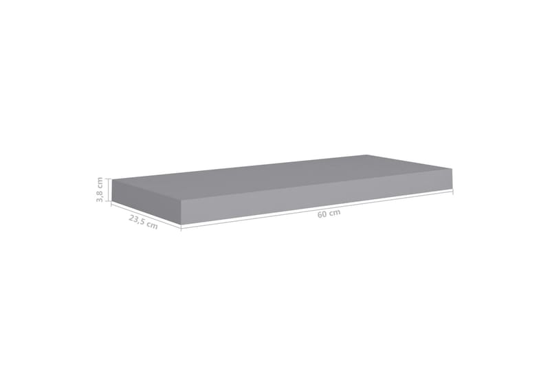 svævehylder 2 stk. 60x23,5x3,8 cm MDF grå - Grå - Væghylde & vægreol