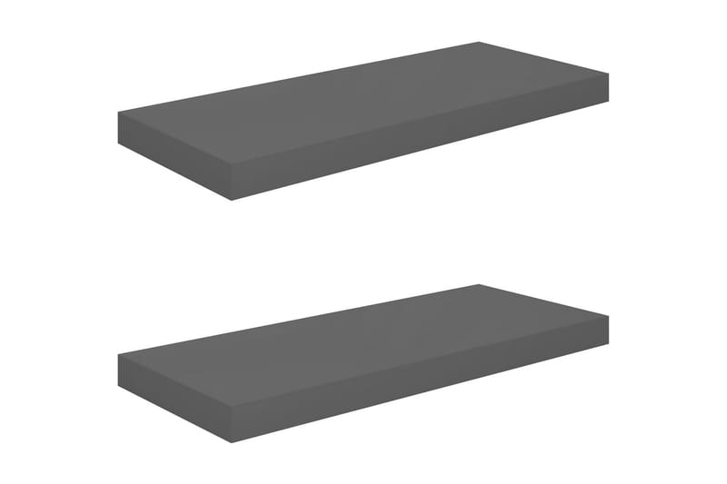 svævehylder 2 stk. 60x23,5x3,8 cm MDF grå højglans - Grå - Opbevaring - Hylder & Reoler - Væghylde & vægreol