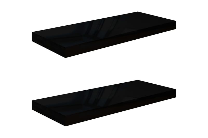 svævehylder 2 stk. 60x23,5x3,8 cm MDF sort højglans - Sort - Væghylde & vægreol
