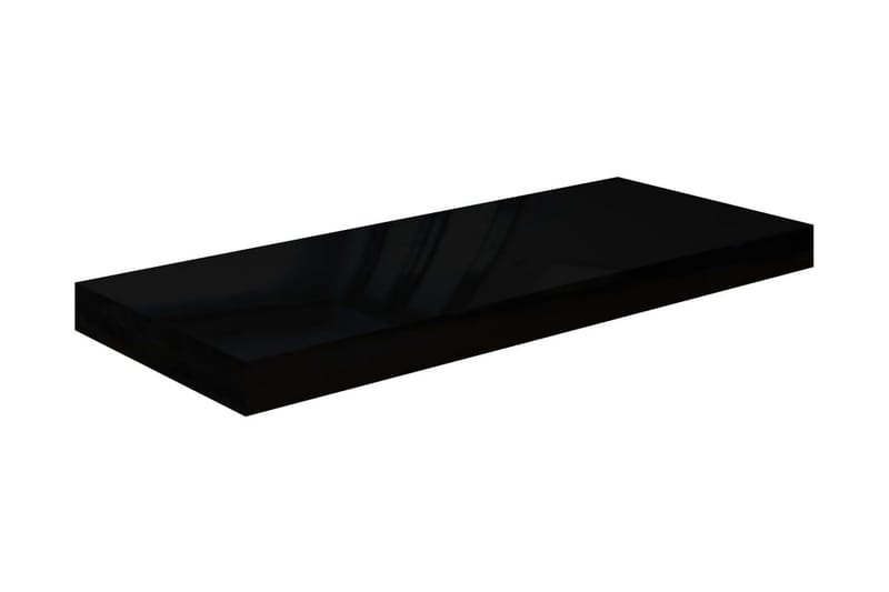 svævehylder 2 stk. 60x23,5x3,8 cm MDF sort højglans - Sort - Væghylde & vægreol