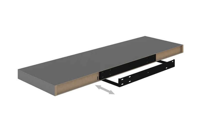 svævehylder 2 stk. 80x23,5x3,8 cm MDF grå højglans - Grå - Opbevaring - Hylder & Reoler - Væghylde & vægreol