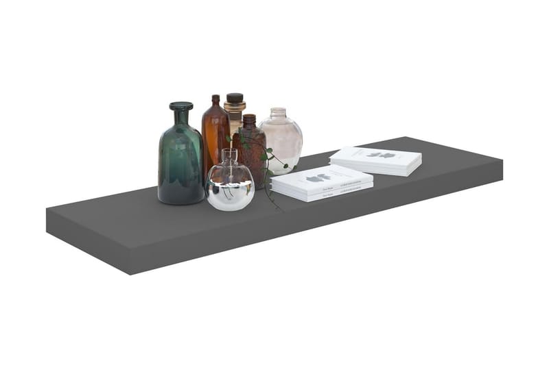 svævehylder 2 stk. 80x23,5x3,8 cm MDF grå højglans - Grå - Opbevaring - Hylder & Reoler - Væghylde & vægreol