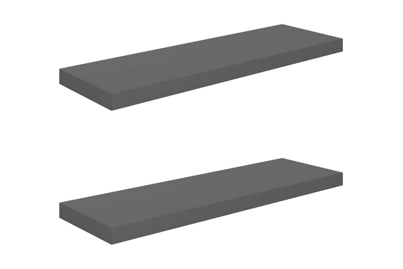 svævehylder 2 stk. 80x23,5x3,8 cm MDF grå højglans - Grå - Opbevaring - Hylder & Reoler - Væghylde & vægreol