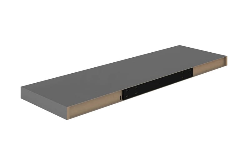 svævehylder 2 stk. 80x23,5x3,8 cm MDF grå højglans - Grå - Opbevaring - Hylder & Reoler - Væghylde & vægreol