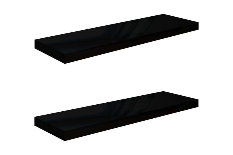 svævehylder 2 stk. 80x23,5x3,8 cm MDF sort højglans - Sort - Væghylde & vægreol