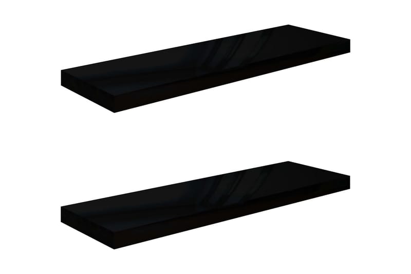 svævehylder 2 stk. 80x23,5x3,8 cm MDF sort højglans - Sort - Opbevaring - Hylder & Reoler - Væghylde & vægreol