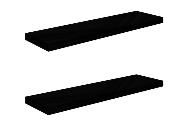 svævehylder 2 stk. 90x23,5x3,8 cm MDF sort højglans - Sort - Opbevaring - Hylder & Reoler - Væghylde & vægreol