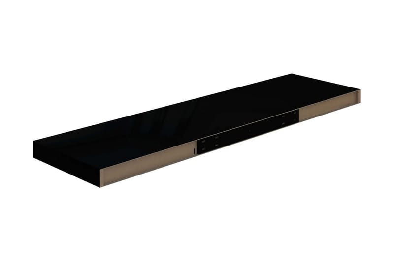 svævehylder 2 stk. 90x23,5x3,8 cm MDF sort højglans - Sort - Opbevaring - Hylder & Reoler - Væghylde & vægreol