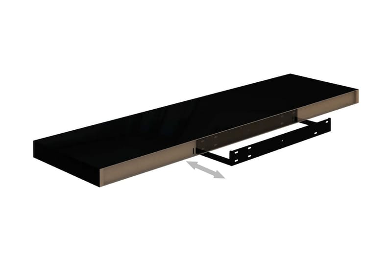 svævehylder 2 stk. 90x23,5x3,8 cm MDF sort højglans - Sort - Opbevaring - Hylder & Reoler - Væghylde & vægreol