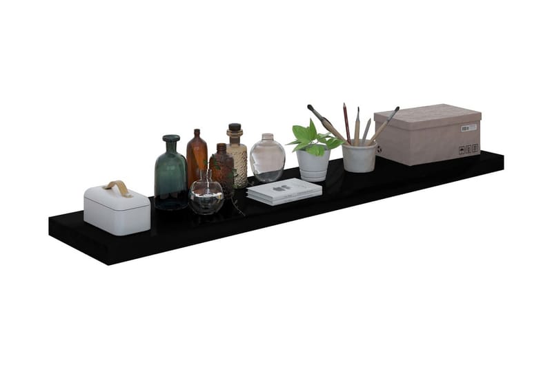 svævehylder 4 stk. 120x23,5x3,8 cm MDF sort højglans - Sort - Opbevaring - Hylder & Reoler - Væghylde & vægreol