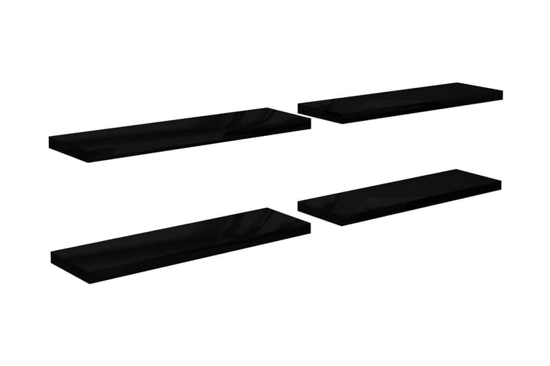 svævehylder 4 stk. 120x23,5x3,8 cm MDF sort højglans - Sort - Opbevaring - Hylder & Reoler - Væghylde & vægreol