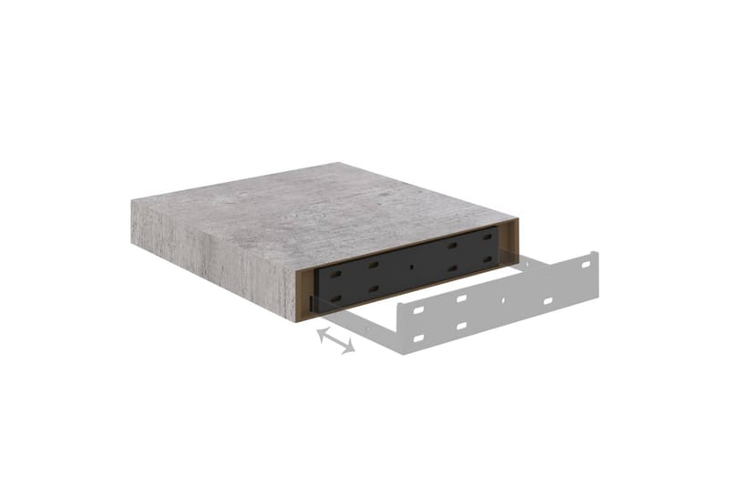 svævehylder 4 stk. 23x23,5x3,8 cm MDF betongrå - Grå - Opbevaring - Hylder & Reoler - Væghylde & v�ægreol