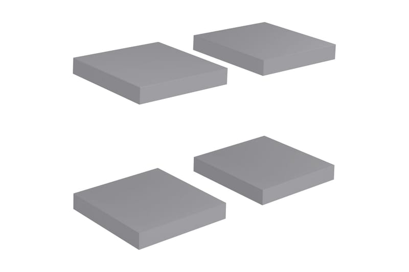 svævehylder 4 stk. 23x23,5x3,8 cm MDF grå - Grå - Væghylde & vægreol