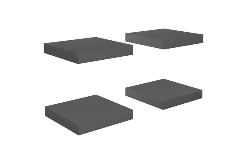 svævehylder 4 stk. 23x23,5x3,8 cm MDF grå højglans - Grå - Opbevaring - Hylder & Reoler - Væghylde & vægreol