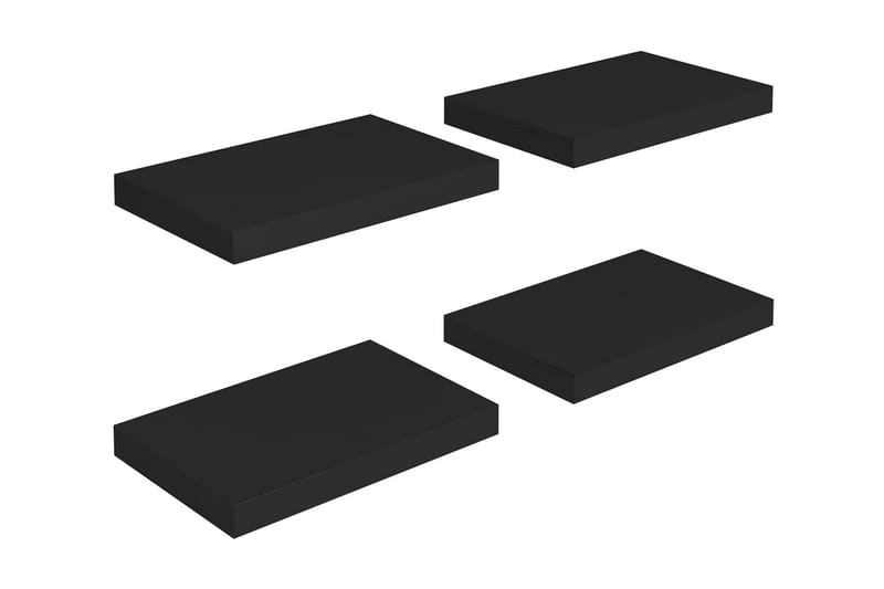 svævehylder 4 stk. 40x23x3,8 cm MDF sort - Sort - Opbevaring - Hylder & Reoler - Væghylde & vægreol