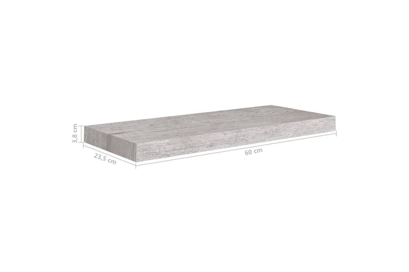 svævehylder 4 stk. 60x23,5x3,8 cm MDF betongrå - Grå - Opbevaring - Hylder & Reoler - Væghylde & v�ægreol