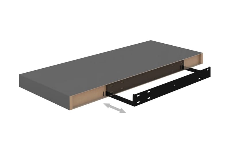 svævehylder 4 stk. 60x23,5x3,8 cm MDF grå højglans - Grå - Opbevaring - Hylder & Reoler - Væghylde & vægreol