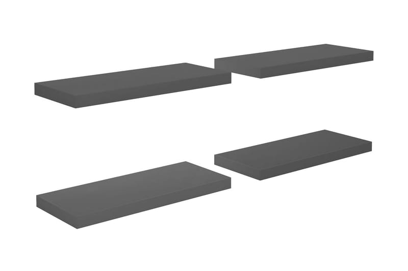 svævehylder 4 stk. 60x23,5x3,8 cm MDF grå højglans - Grå - Opbevaring - Hylder & Reoler - Væghylde & vægreol