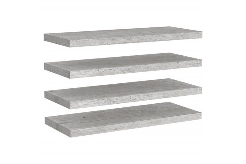 svævehylder 4 stk. 80x23,5x3,8 cm MDF betongrå - Grå - Opbevaring - Hylder & Reoler - Væghylde & vægreol
