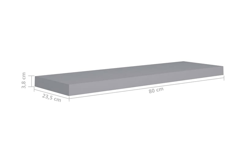 svævehylder 4 stk. 80x23,5x3,8 cm MDF grå - Grå - Opbevaring - Hylder & Reoler - Væghylde & vægreol