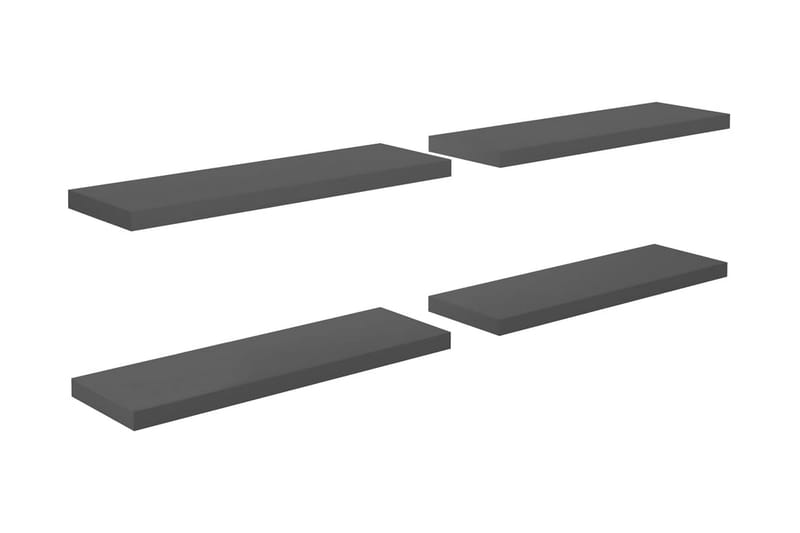 svævehylder 4 stk. 80x23,5x3,8 cm MDF grå højglans - Grå - Opbevaring - Hylder & Reoler - Væghylde & vægreol