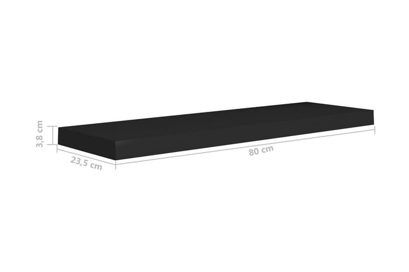 svævehylder 4 stk. 80x23,5x3,8 cm MDF sort - Sort - Opbevaring - Hylder & Reoler - Væghylde & vægreol