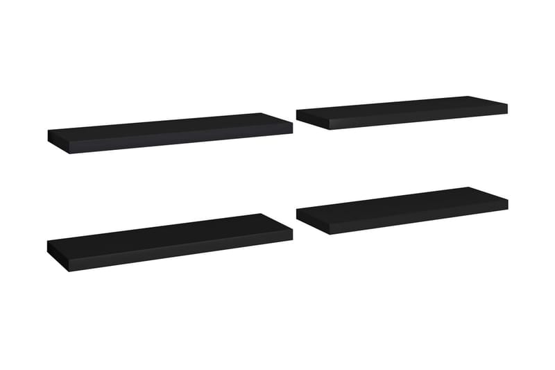 svævehylder 4 stk. 80x23,5x3,8 cm MDF sort - Sort - Opbevaring - Hylder & Reoler - Væghylde & vægreol