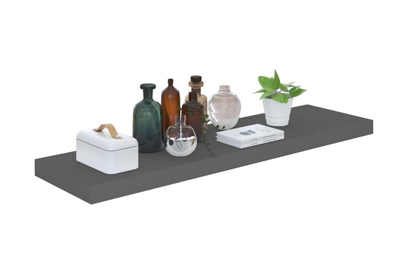 svævehylder 4 stk. 90x23,5x3,8 cm MDF grå højglans - Grå - Opbevaring - Hylder & Reoler - Væghylde & vægreol