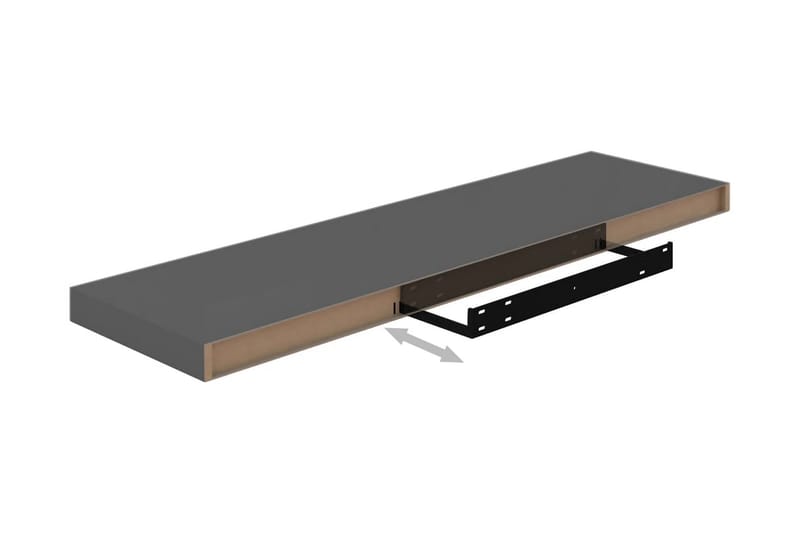 svævehylder 4 stk. 90x23,5x3,8 cm MDF grå højglans - Grå - Opbevaring - Hylder & Reoler - Væghylde & vægreol