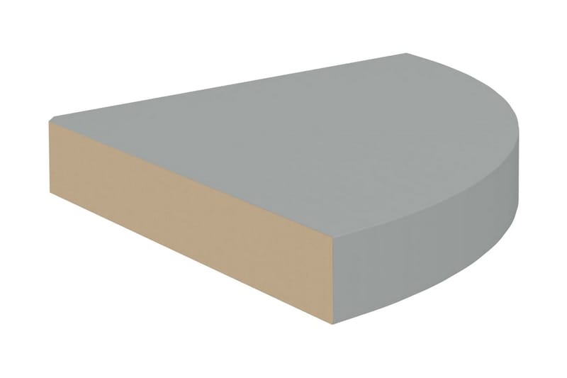 svævehylder til hjørne 2 stk. 25x25x3,8 cm MDF grå - Grå - Væghylde & vægreol