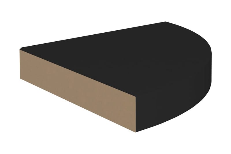 svævehylder til hjørne 2 stk. 25x25x3,8 cm MDF sort - Sort - Opbevaring - Hylder & Reoler - Væghylde & vægreol