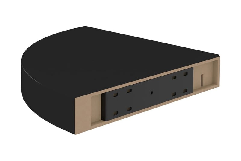 svævehylder til hjørne 2 stk. 25x25x3,8 cm MDF sort - Sort - Opbevaring - Hylder & Reoler - Væghylde & vægreol