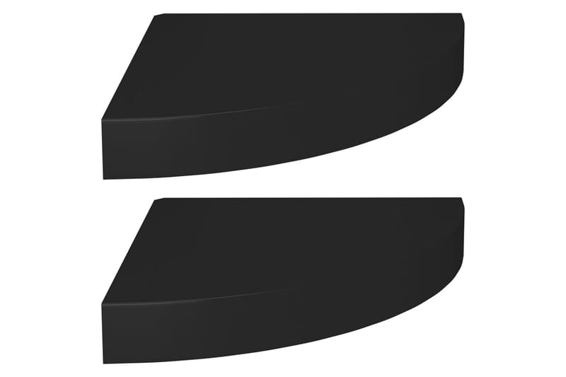 svævehylder til hjørne 2 stk. 25x25x3,8 cm MDF sort - Sort - Opbevaring - Hylder & Reoler - Væghylde & vægreol
