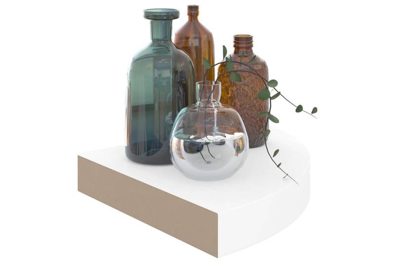 svævehylder til hjørne 2 stk. 25x25x3,8cm MDF hvid højglans - Hvid - Opbevaring - Hylder & Reoler - Væghylde & vægreol