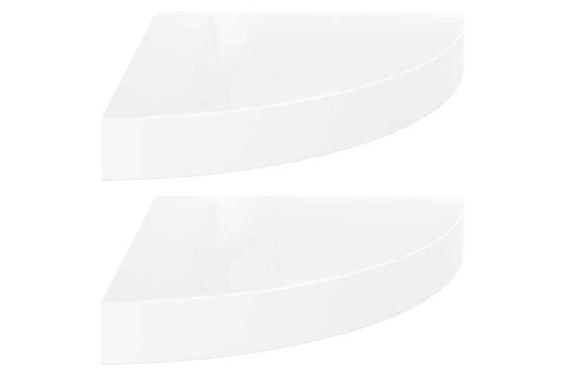 svævehylder til hjørne 2 stk. 25x25x3,8cm MDF hvid højglans - Hvid - Opbevaring - Hylder & Reoler - Væghylde & vægreol