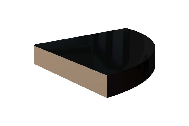 svævehylder til hjørne 2 stk. 25x25x3,8cm MDF sort højglans - Sort - Opbevaring - Hylder & Reoler - Væghylde & vægreol