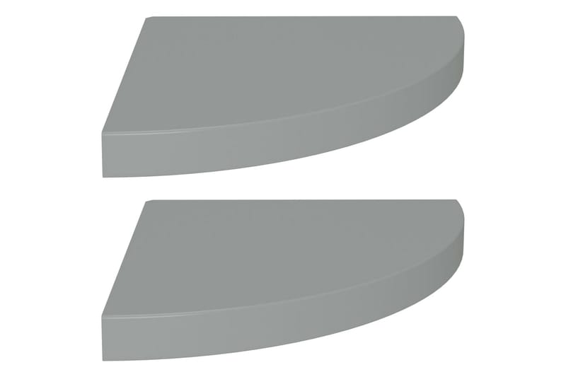 svævehylder til hjørne 2 stk. 35x35x3,8 cm MDF grå - Grå - Væghylde & vægreol